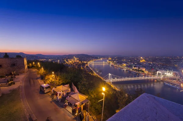 Βουδαπέστη Cityscape Νύχτα Ουγγαρία — Φωτογραφία Αρχείου