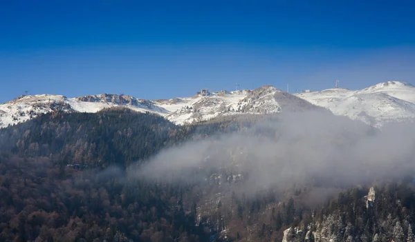 Χειμώνα Στα Βουνά Bucegi Άποψη Της Sinaia Καλώδιο Για Σκι — Φωτογραφία Αρχείου