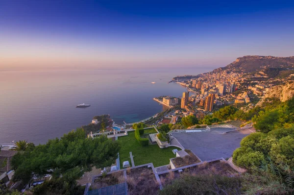 Pôr Sol Nascer Sol Cidade Monte Carlo Mônaco — Fotografia de Stock