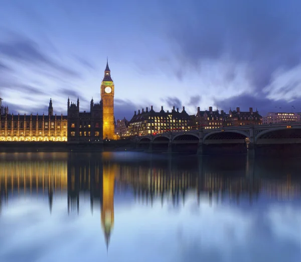 Big Ben Komory Parlamentu Noční Scéna Městě Londýn — Stock fotografie
