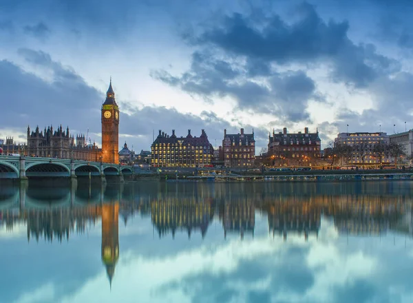 Big Ben Londres Reino Unido Puesta Sol Escena Oscura — Foto de Stock