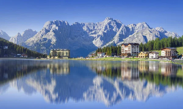 Jezero Misurina Regionu Dolomity Itálie Krajina — Stock fotografie