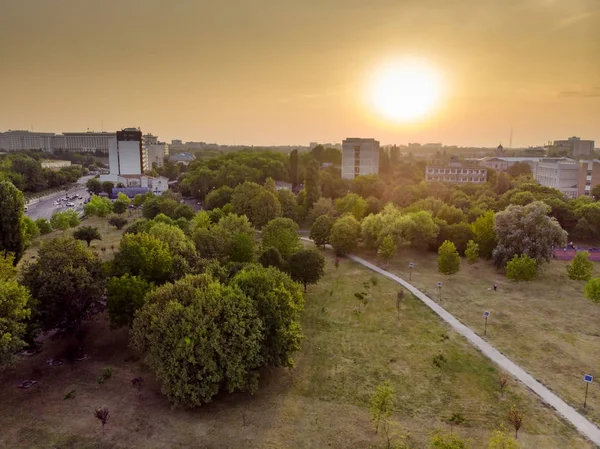 Sonnenuntergang Bukarest Luftbild — Stockfoto