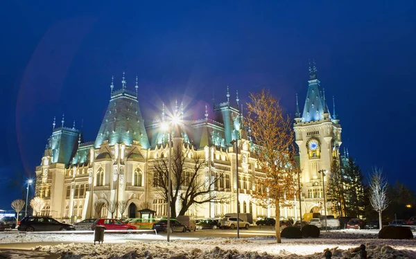 Palácio Cultura Cidade Iasi Romênia Cena Noturna — Fotografia de Stock