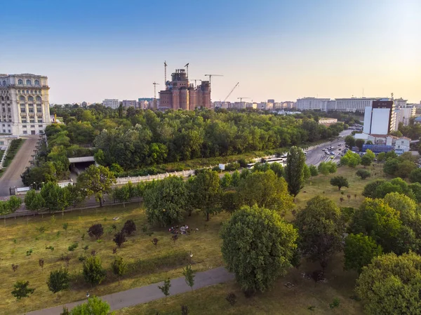 Sonnenuntergang Bukarest Luftbild — Stockfoto