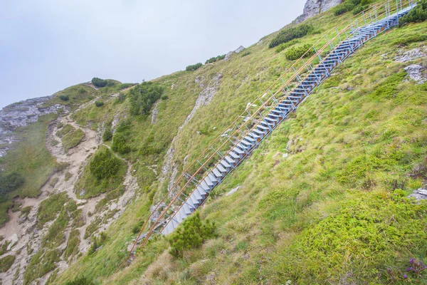 Ladder Stairs Beautiful Mountain Landscape Ceahlau Toaca Romania — Stock Photo, Image