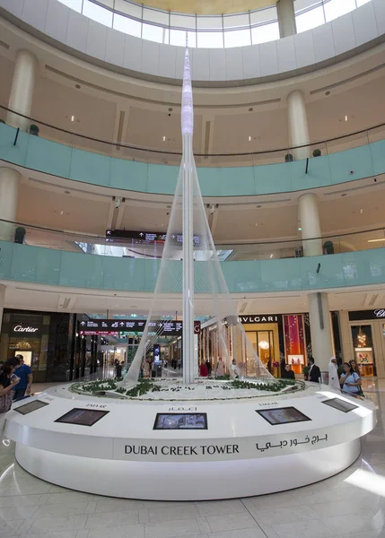 Dubai Uae September 2018 Dubai Creek Tower Model Dubai Mall — Stock Photo, Image