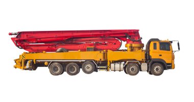 kamyon veya beton pompası ile makine inşaat ve endüstriyel kullanım beyaz izole