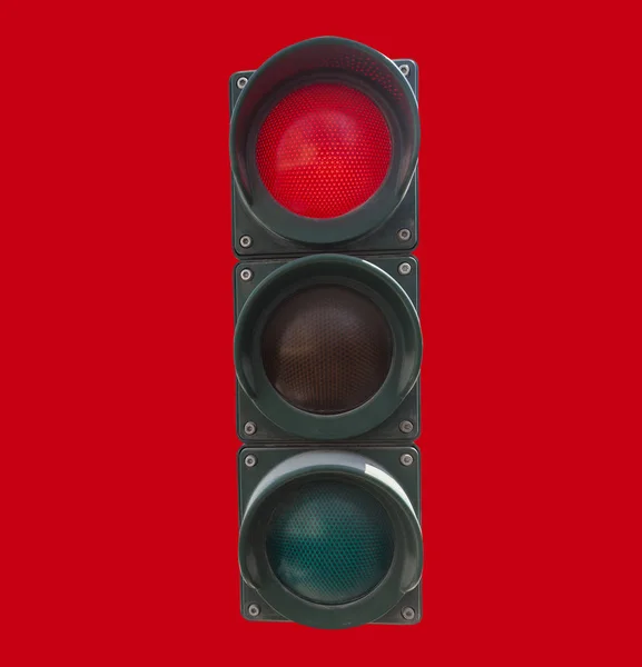 Traffic Light Red Color Isolated Red Background — Stock Photo, Image