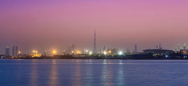 Tramonto Dubai Vista Sulla Città Emirati Arabi Uniti — Foto Stock