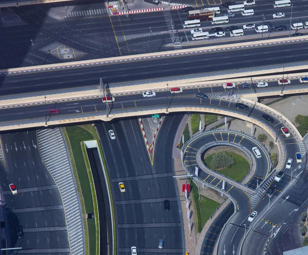 Vista Aérea Intersección Con Tráfico Automóviles Ciudad — Foto de Stock