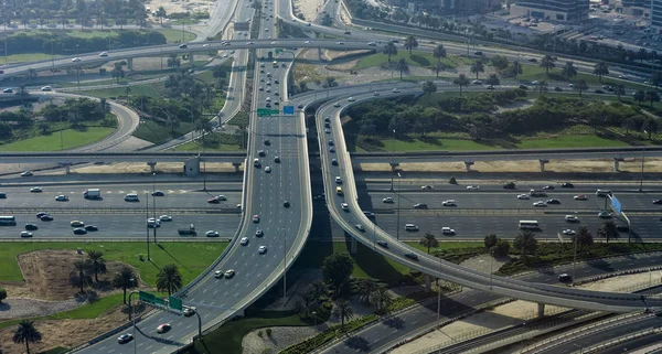 Křižovatka Silnic Městě Dubaj Spojené Arabské Emiráty Letecký Pohled — Stock fotografie