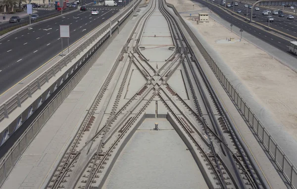 Binario Ferroviario Vuoto Tram Città Dubai — Foto Stock