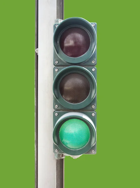 traffic light on green color isolated on green background