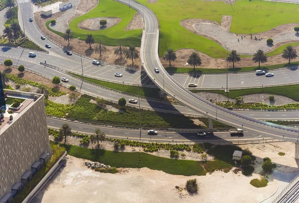 Cruce Carreteras Ciudad Dubai Emiratos Árabes Unidos Vista Aérea — Foto de Stock