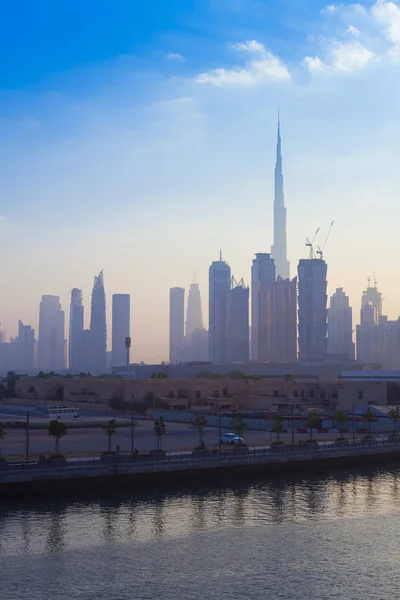 Skyline Della Città Dubai Mattino Alba — Foto Stock