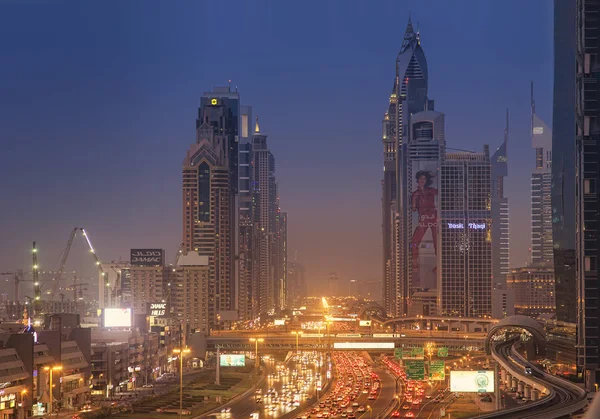 Dubai Emirati Arabi Uniti Settembre 2018 Panorama Notturno Della Città — Foto Stock