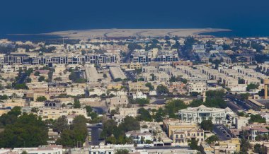Dubai cityscape, havadan görünümü. Birleşik Arap Emirlikleri