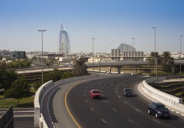 Dubai, Birleşik Arap Emirlikleri - 29 Eylül 2018: Burj Al Arab ünlü otel Dubai City, Birleşik Arap Emirlikleri