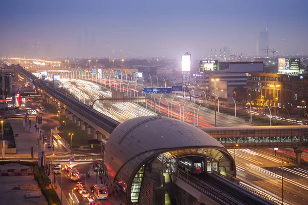 Dubai Eau Septiembre 2018 Paisaje Nocturno Ciudad Dubai Emiratos Árabes — Foto de Stock