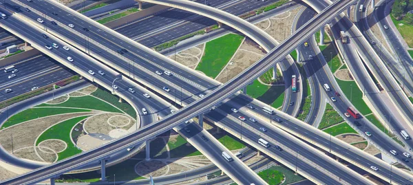 Cruce Carreteras Ciudad Dubai Emiratos Árabes Unidos Vista Aérea Imagen de stock