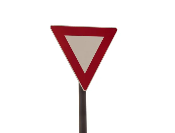 Give Way Traffic Sign Isolated White — Stock Photo, Image
