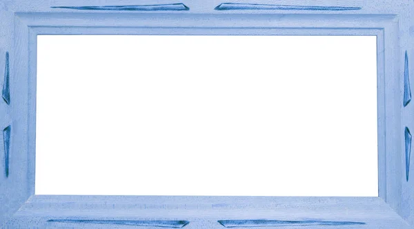 Niebieski Rama Drewniana Białym Tle — Zdjęcie stockowe