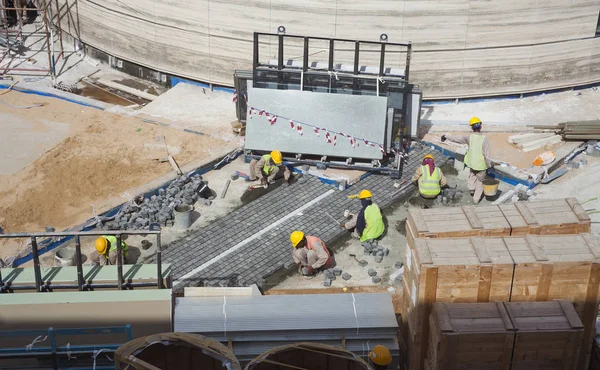 Lavoratori Cantiere All Aperto Pavimentazione — Foto Stock