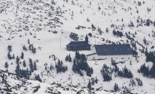 Church Winter Mountain Landscape Moldavia Romania — Stock Photo, Image