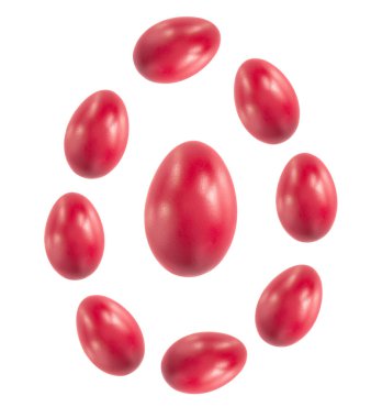 Paskalya kırmızı yumurtası beyaz arkaplanda izole edilmiş.