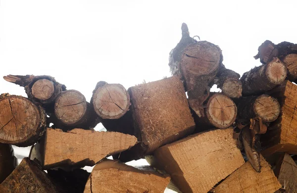 Pila Bosques Para Fuego Aislado Blanco —  Fotos de Stock