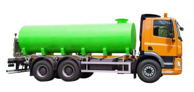 Sarı Sarnıcı kamyon üzerinde izole beyaz