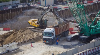 Dubai, BAE-Eylül 24 2018: Dubai Expo 2020 için inşaat sitesi. Birleşik Arap Emirlikleri