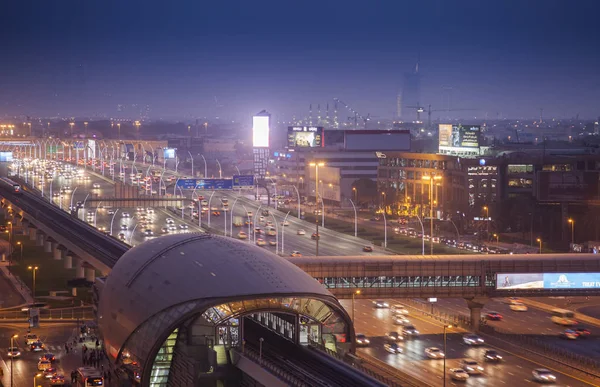 Dubaj Spojené Arabské Emiráty Září 2018 Noční Panoráma Města Dubaj — Stock fotografie