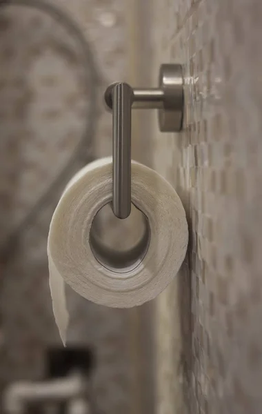 Toilettenpapier Der Badezimmerwand — Stockfoto
