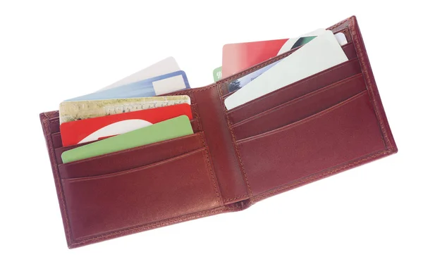 Carteira Cheia Cartões Crédito Para Compras Line — Fotografia de Stock