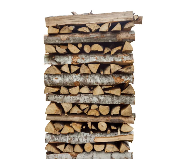 Stack or pile of cut wood in the garden — Stock Photo, Image