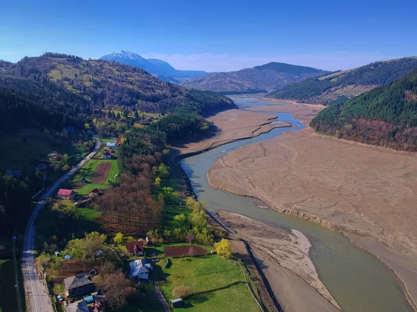 Aerial View Bistrita River Ceahlau Mountain Landscape Romania — Stock Photo, Image