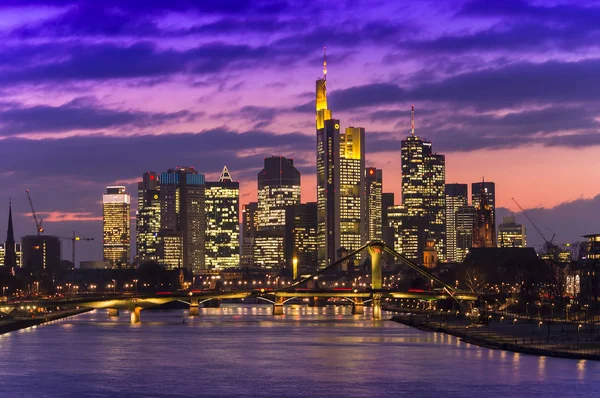 Frankfurt Main Alemania Febrero 2015 Paisaje Urbano Frankfurt Atardecer Alemania — Foto de Stock