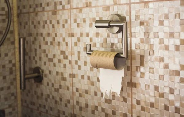 Empty Roll Toilet Paper Bathroom End Concept — Stock Photo, Image