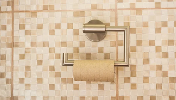 Prázdná Cívku Toaletního Papíru Koupelně Koncová Koncepce — Stock fotografie