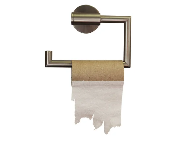 Rolo vazio de papel higiênico no banheiro. o conceito final — Fotografia de Stock