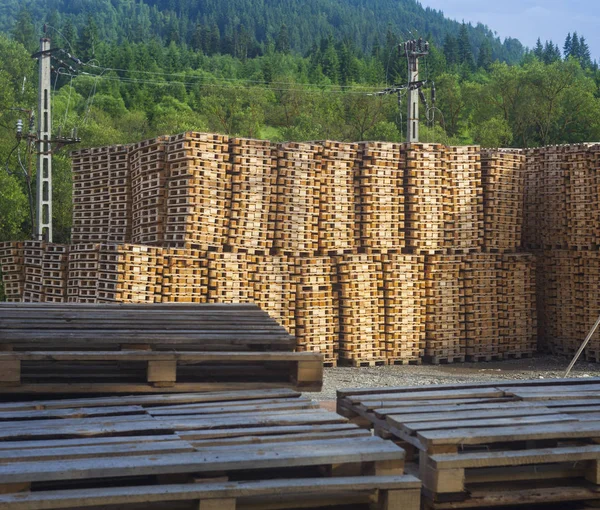 Wooden Pallets Goods Transportation Outdoor — 스톡 사진