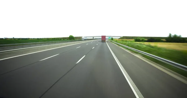 Snelweg Met Vrachtwagen Vervoer Weg — Stockfoto