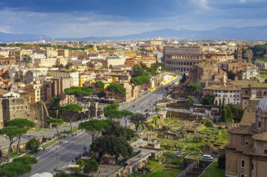 Roma şehrinin manzarası, İtalya. hava görünümü