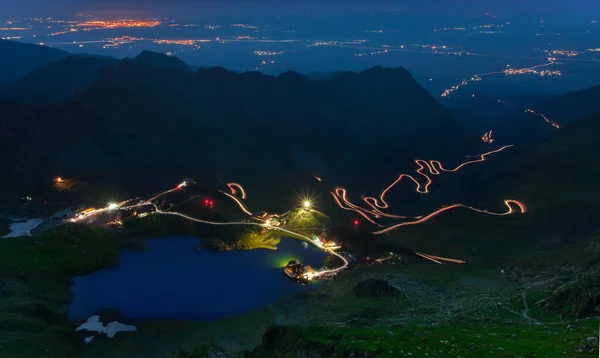 Fagaras Berge Rumänien Transfagarasan Straße Der Nacht Langzeitbelichtung Und Landschaft — Stockfoto