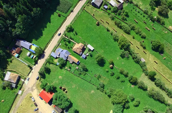 aerial view of village in the countryside. Europe