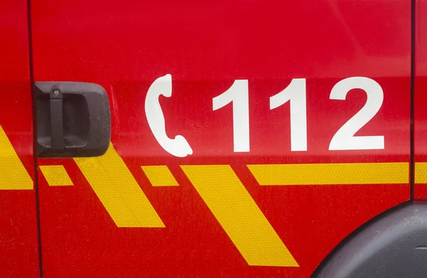 112 call emergency number on fire truck