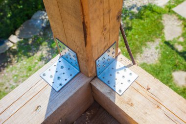 Ahşap yapıları birleştirmek için çelik köşe montaj plakası