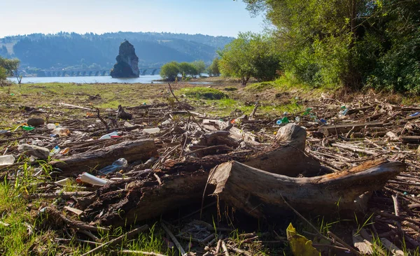 pollution with garbage or plastic waste in nature.